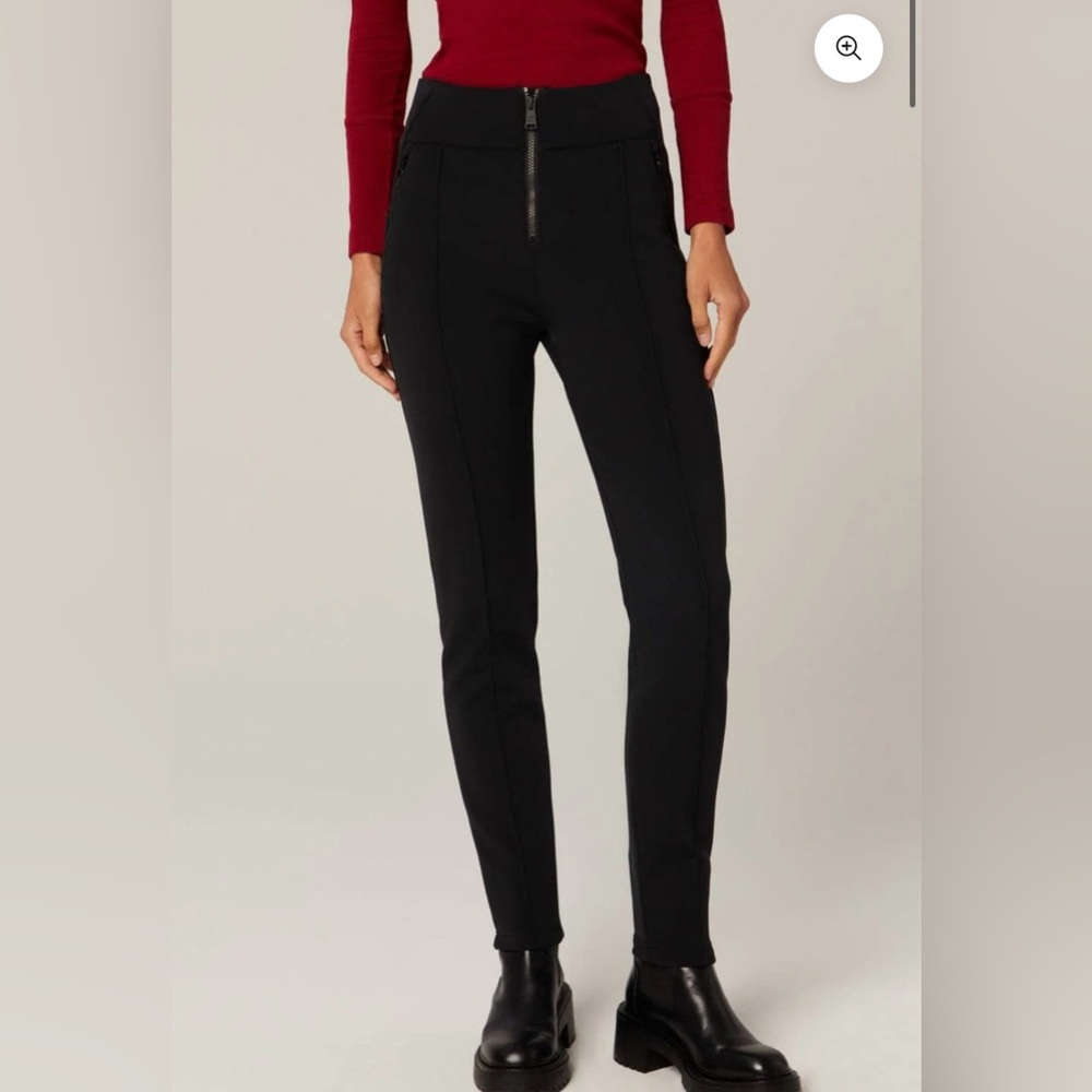 High Waist Fitted Black Zip Up Pants